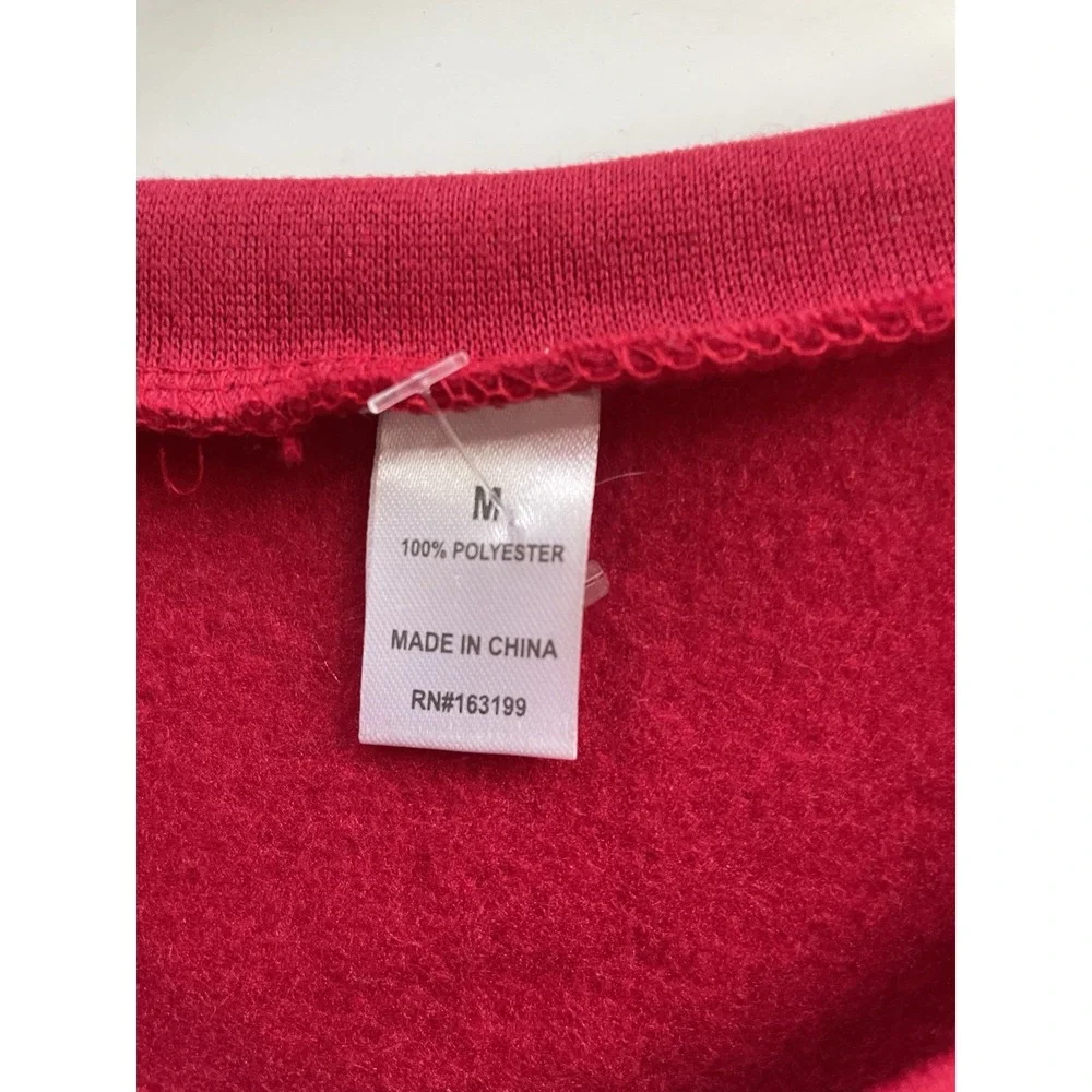 Womens Red Santa‎ Baby Crewneck Sweatshirt Christmas Holiday Pullover Size M - Picture 4 of 4